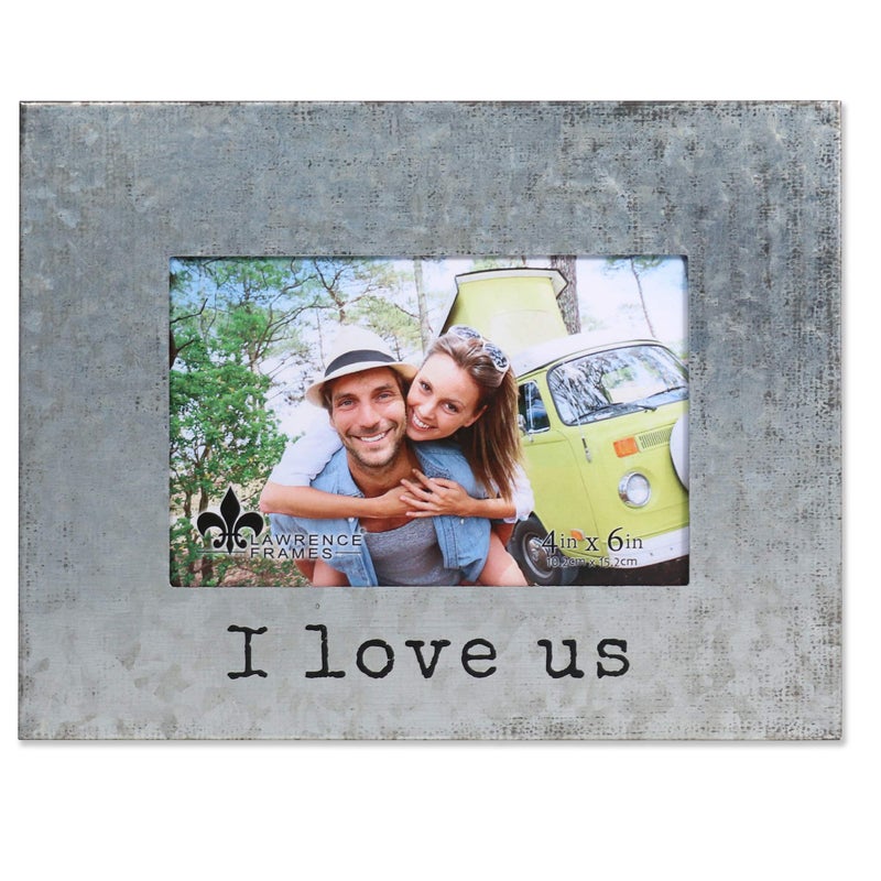 Lawrence Frames 4x6 Galvanized Metal Picture Frame - I Love Us - Image 1